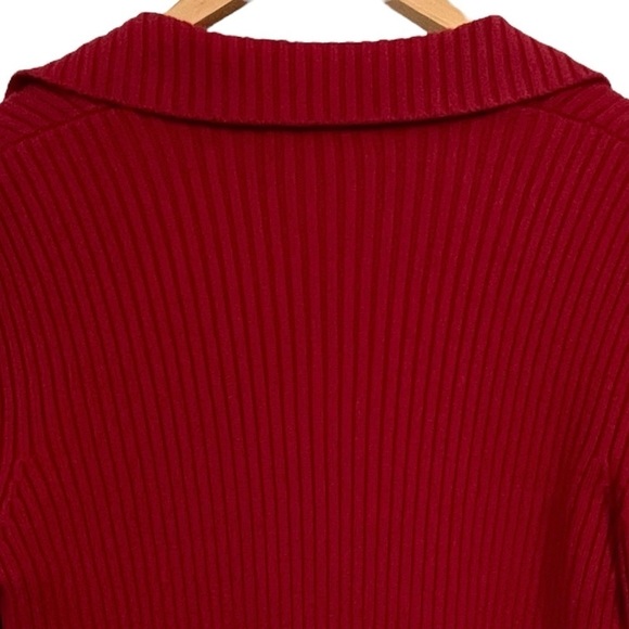 Merona 100% Heavy Cotton Open Front Collared Red Cardigan Size Medium - Picture 4 of 8